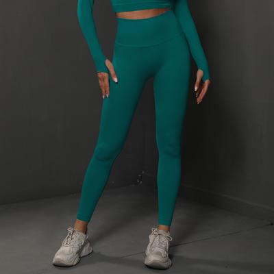 Kadınlar İçin Kalçaları Gösteren Yüksek Belli Yeni Düz Renk Örgü Dikişsiz Şeftali Kalça Sıkı Yoga Pantolonu, Koşu ve Fitness Pantolonu