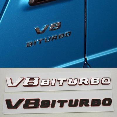 2ks Nové barevné blokování Písmeno V8 BITURBO Emblém Auto Styling Blatník Logo Nálepka Chromová Černá Červená