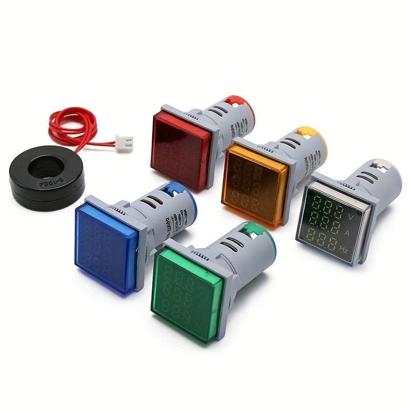 1pc Square LED Digital Voltmeter Ammeter Hertz Meter AC20-500V Signal Lights Voltage Current Frequency Combo Meter