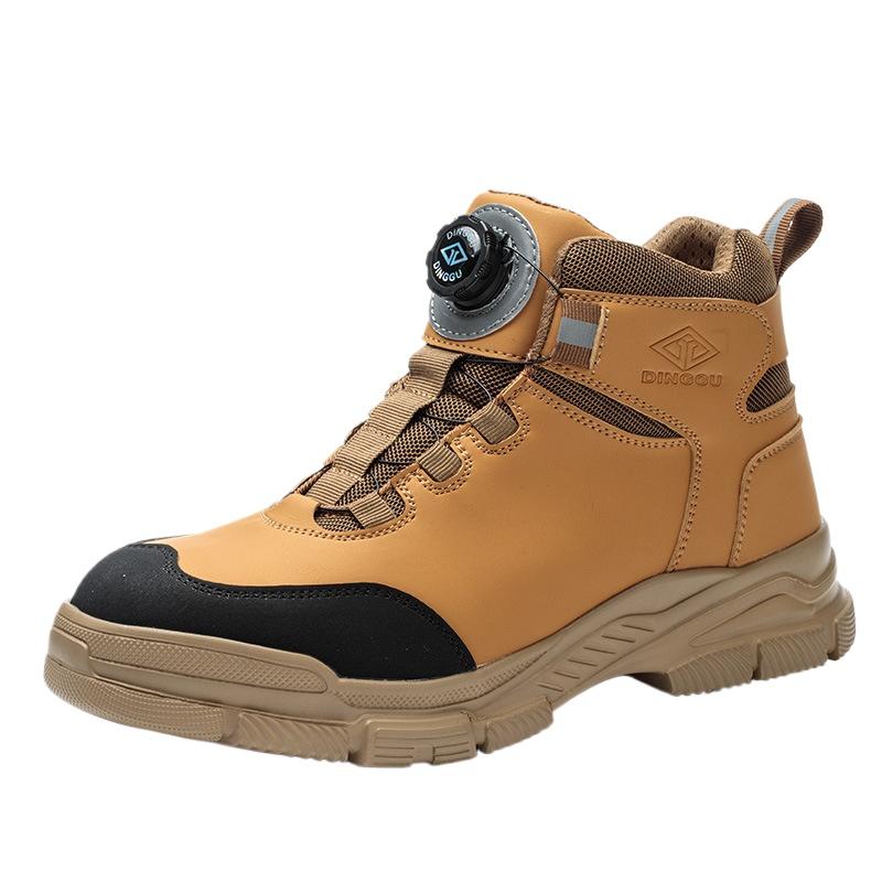 Safety Shoes Button Safety Shoes Steel Bag Head Anti-smashing and Stab-proof Midsole Labor Insurance Men's Wear-resistant Work Shoes