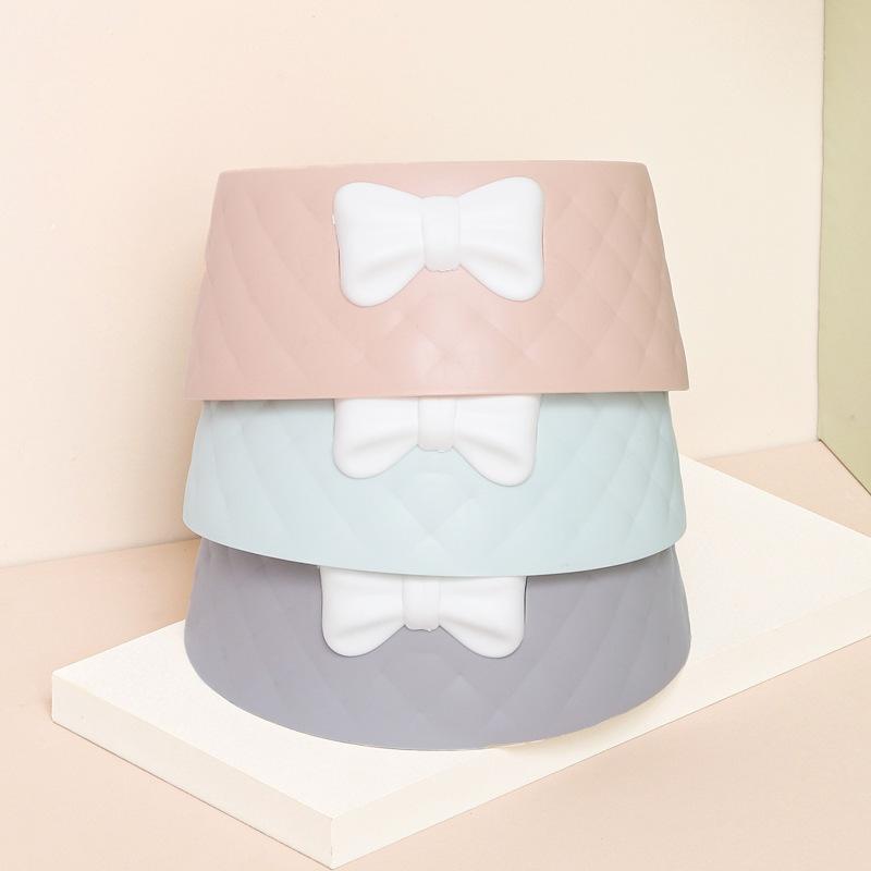 Pet Bowl Macaron Color New Style Bow Diamond Pattern Cat Bowl Deepened Leak-proof Dog Food