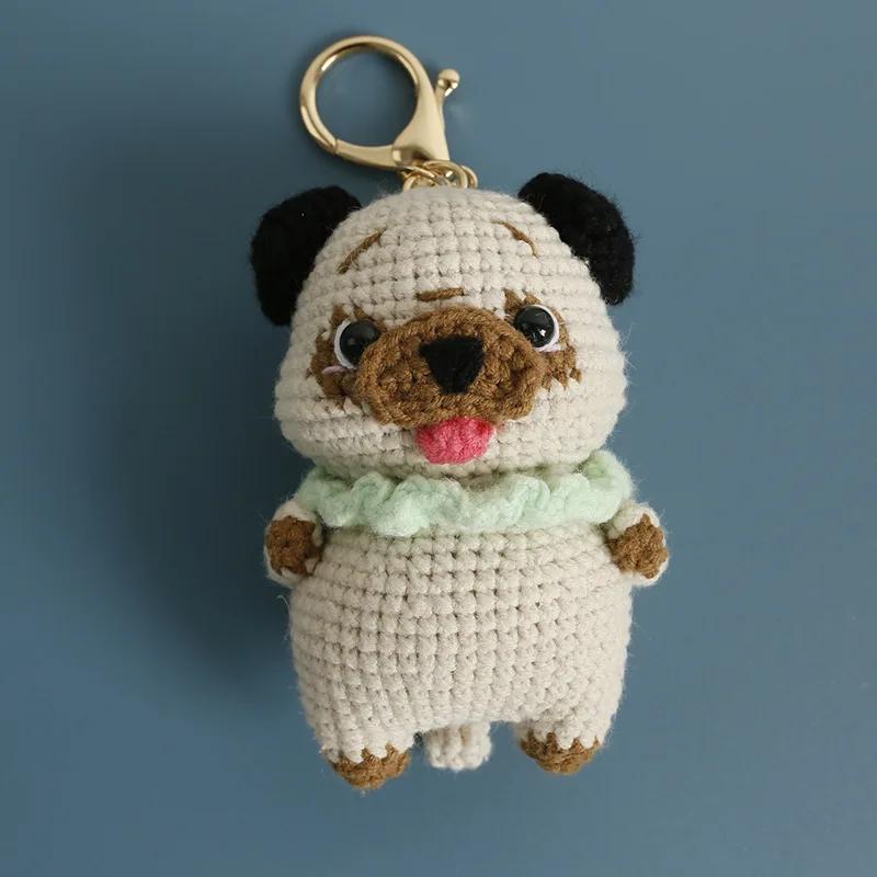 Funny Puppy Series Crochet Keychain Handmaking Knitted Puppy Keyrings Cute Small Dog Doll Crochet Keyrings Custom Accessories