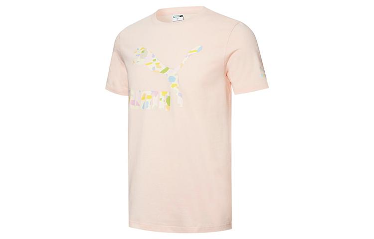 PUMA T Shirts Unisex Light Pink Crew Neck Moderate Straight Fit 533999-27 L