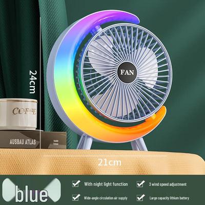 USB Rechargeable Desktop Fan with Colorful LED Light
