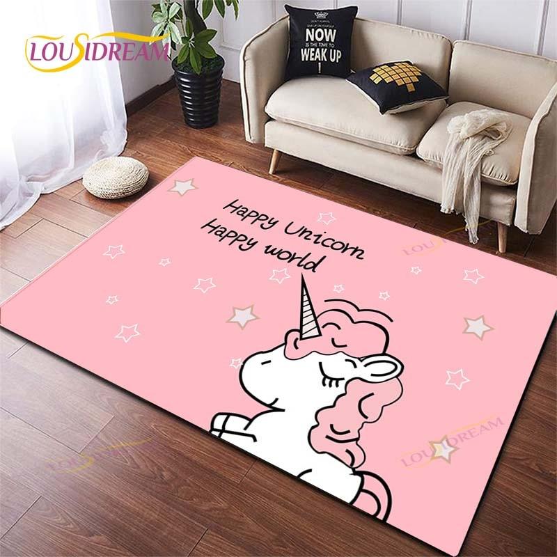 Cartoon Cute Unicorn Home Decor Bathroom  Soft Rugs Carpets for Living Room Rug for Kitchen on The Floor Mat Bedroom Mat