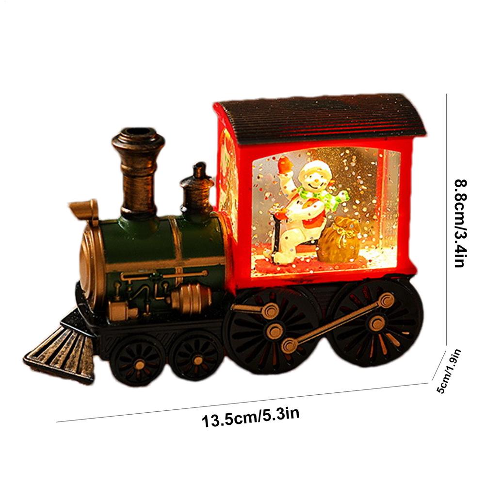 Christmas Snow Globes Lantern Retro Christmas Lanterns LED Glittering Ornaments Small Train Figurines Santa Claus Snowman