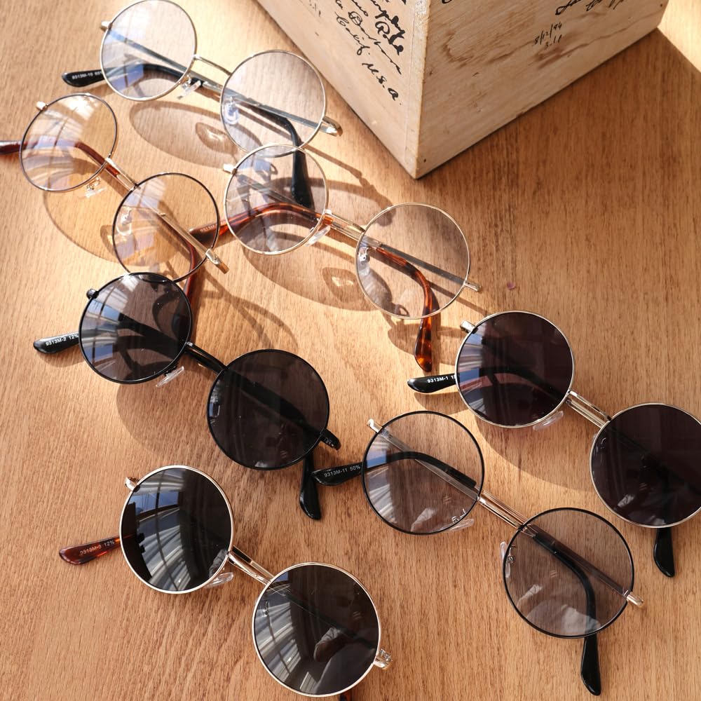 Black x Light Smoke Round Sunglasses for UV Protection Metal Colored Retro UV Protection [FashionBerry] (Cloisonné) Men, (UV400), Frame, Lenses,