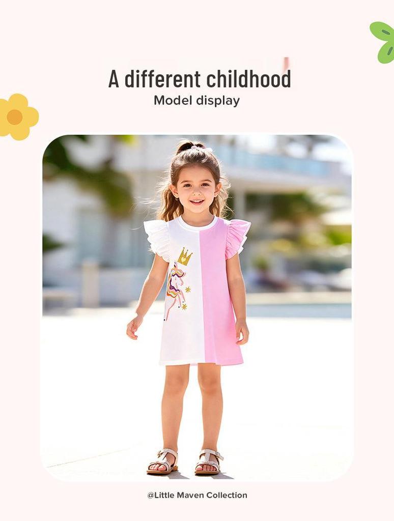 Little Maven Summer Cartoon Dresses for Girls - European Style
