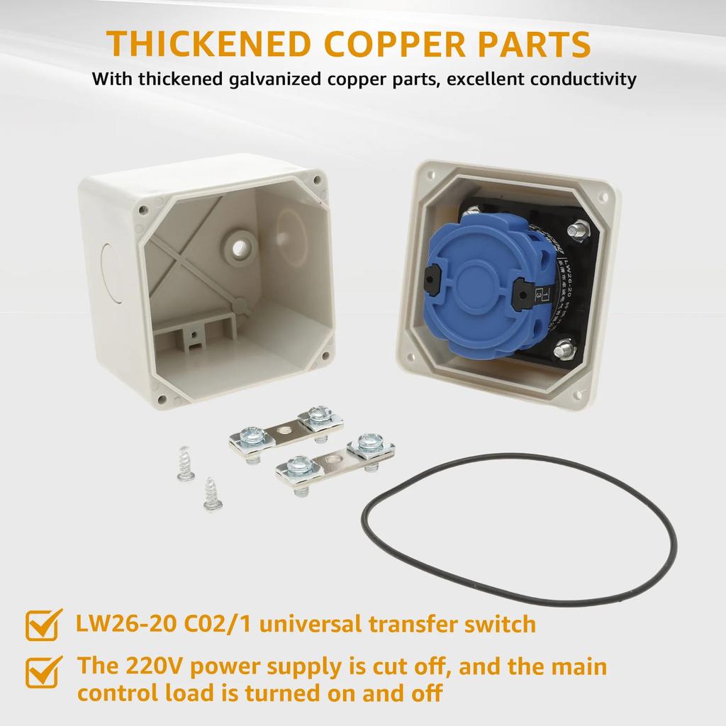 220V Universal Rotary Switch ON OFF 2 Positions with Flame Retardant & Waterproof Exterior Box with Master Switch Exterior Home