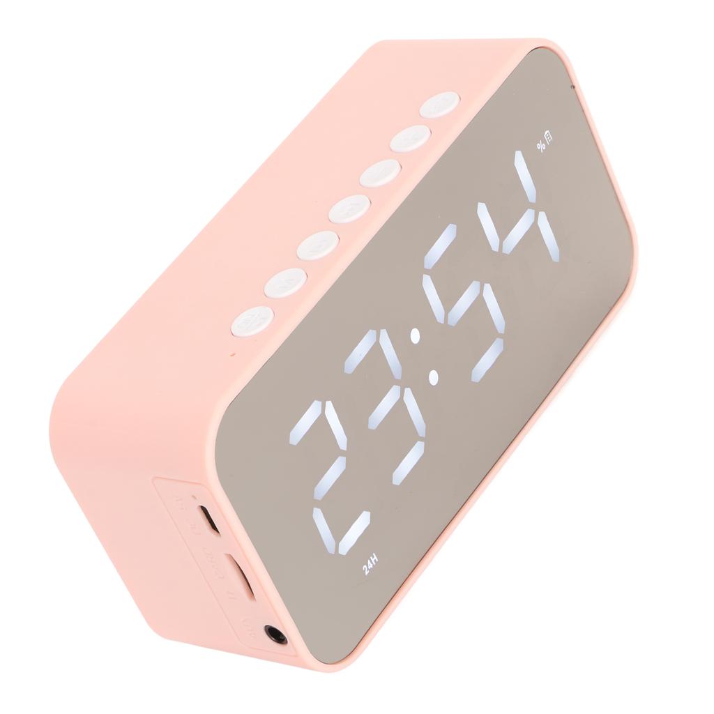 Wireless Speaker Stereo Sound Noise Cancelling Temperature Display Voice Broadcast FM Radio Mirror Alarm Clock
