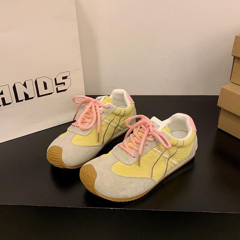 2025 spring German training shoes women's shoes new popular retro color matching fashion Forrest Gump shoes versatile white shoes board shoes