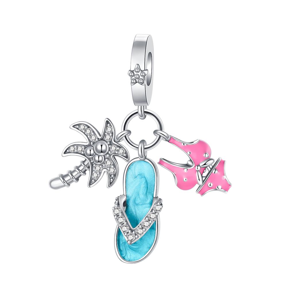 Boy Girl Pendant Heart-Shaped Flower Zircon Beads Jewelry Beads For Original Bracelet Plata De Ley Boutique Charms Gift