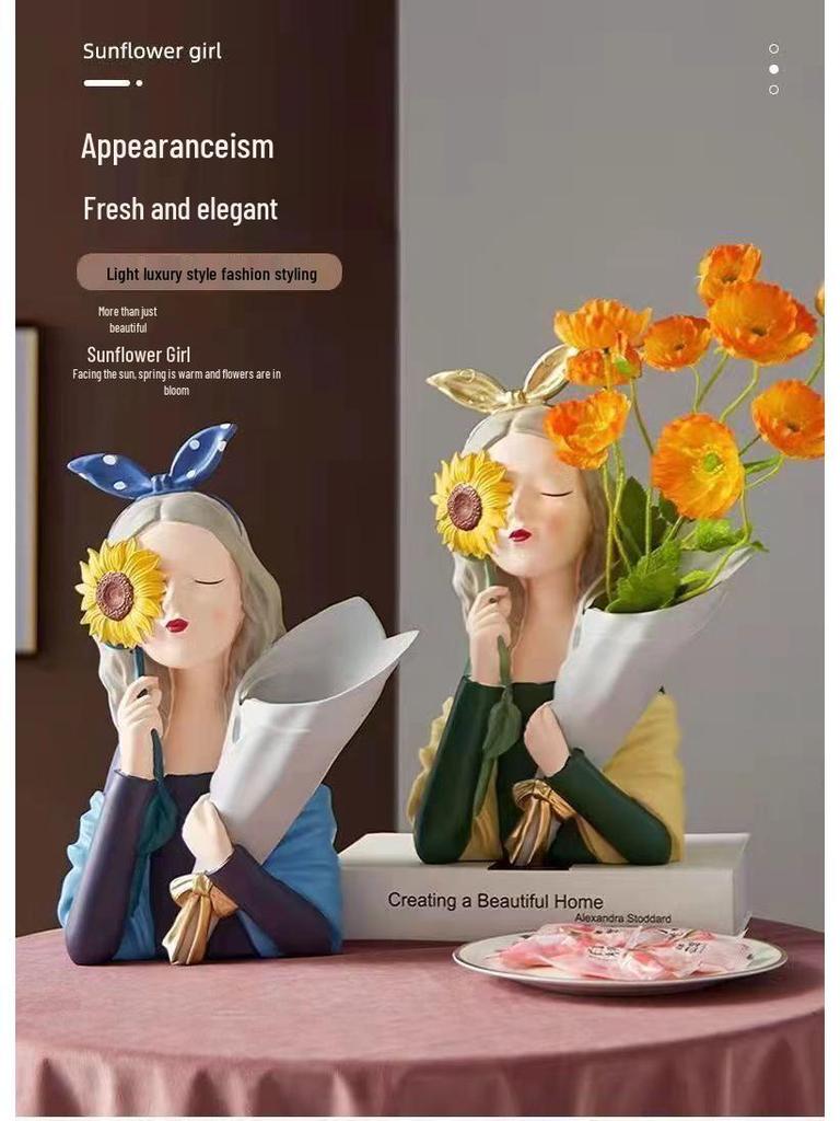 Nordic Girl Luxury Flower Arrangement Vase - Creative Home Decor for Living Room & Entrance Hall