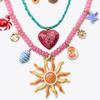 Collana Cuore con Perline Solari Placcata Oro Sottovuoto di Alta Moda Europea e Americana