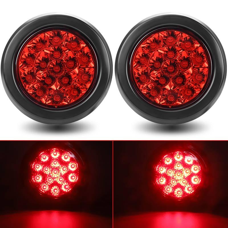 12V 24V Round 4 inch 16 LED Tail Lights Waterproof Brake Turn Signal Reversing Light For Truck Trailer Tractor Lorry Campers Van