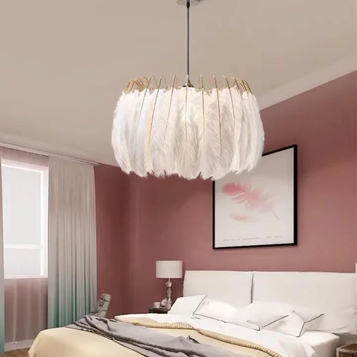AZ Modern Led Pendant Lamps Feather Nordic Hanging Lighting Fixtures Living Bedroom Indoor Decor White Luminaire Suspension Ligh