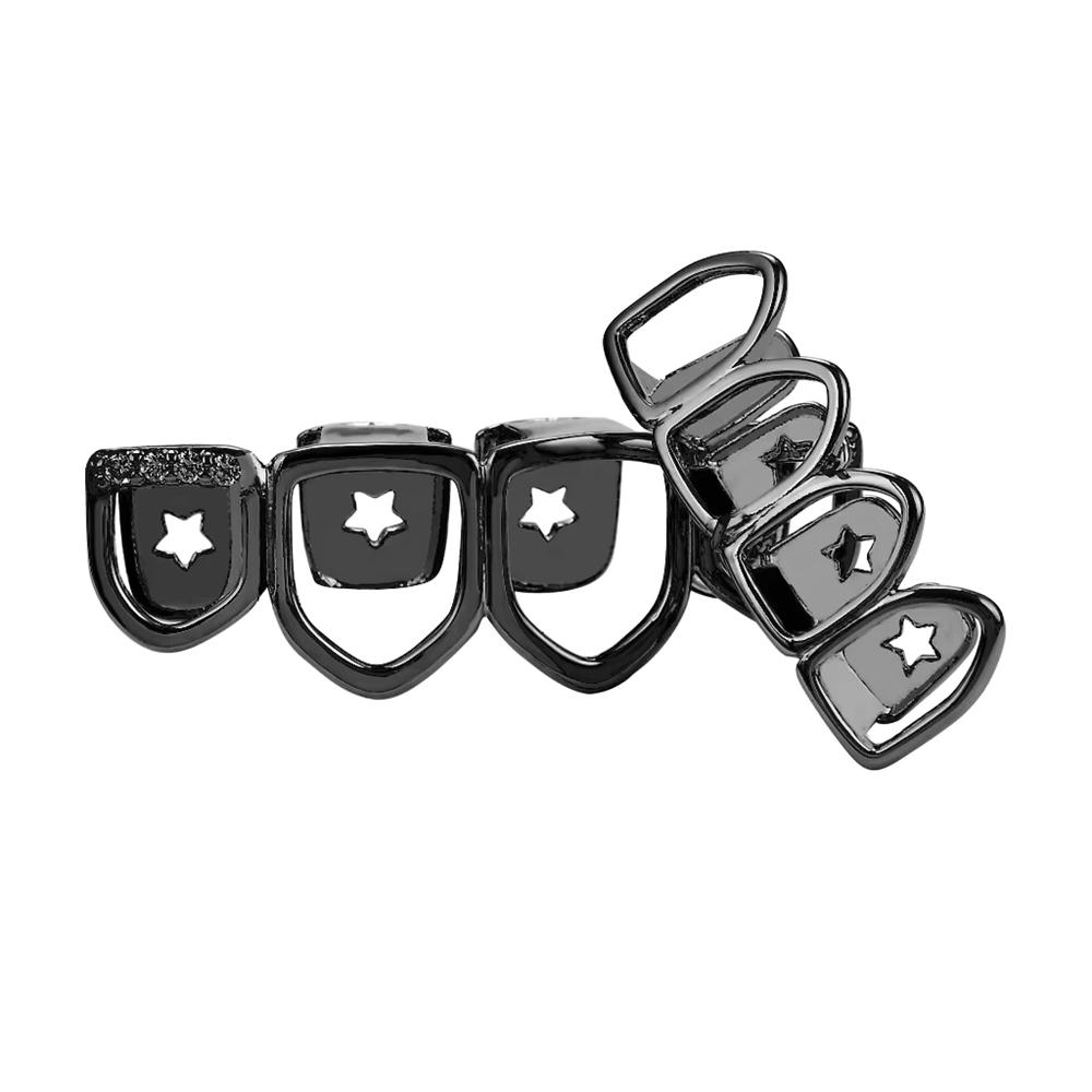 Hip Hop Jewelry Grillz in Body Jewelry Four Teeth Top and Lower 14K Gold Micro Paved CZ Grillz Diamond Teeth for Men Halloween