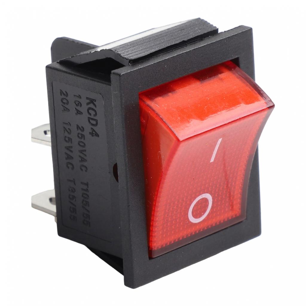4-Pin Power Button High-Power Rocker Switch KCD4 Boat Switch Red Light Indicator