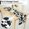 2/4Pcs Cow Table Runner Linen Table Cloth Rectangle Tablecloth Black and White Tablecloth Vintage Decorative Coffee Table Runner