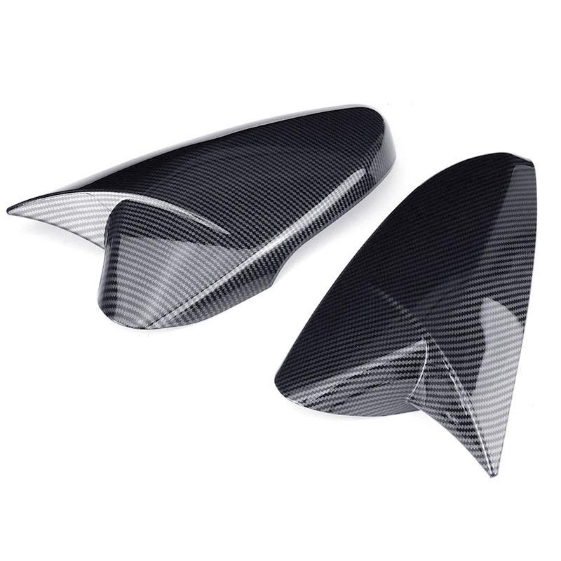 Hyundai Veloster Rearview Mirror Cover 2012-2018, Carbon Fiber Pattern, Gloss Black Finish.