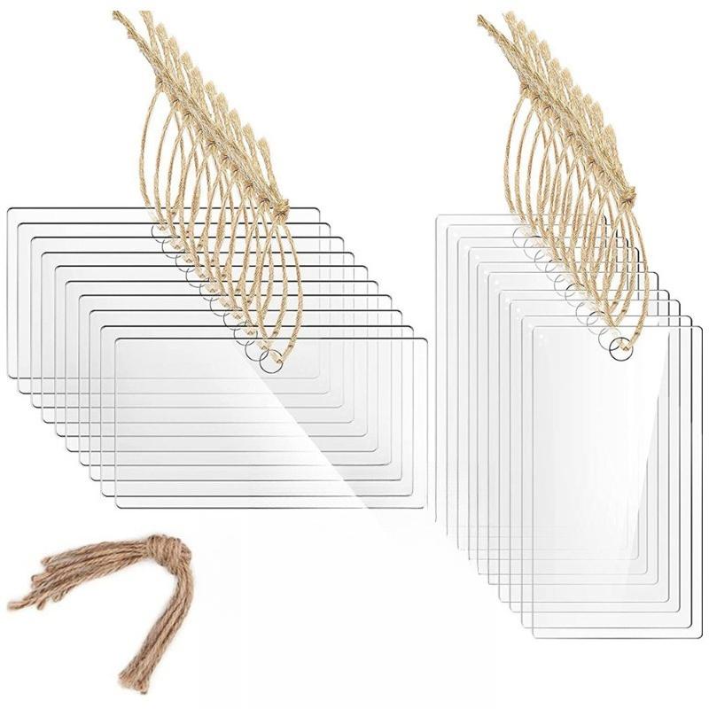 

Rectangle Transparent Acrylic Blank Hanging Label Handwritten DIY Display Board Household Storage Food Classification Label Time Marker Boards 9*5cm 5pcs and 5*9cm 5pcs