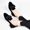 Round head flat shoes women's shoes spring new bow rhinestone black sheepskin women's shoes