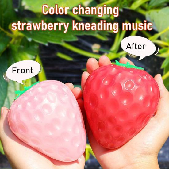 Photosensitive Color Changing Strawberry Toy Simulated White To Red Strawberry Squeeze Fidget Toy Anxiety Relief Sensory Stress Ball