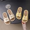 2025Comfortable Linen  Soft and Lightweight Cotton Slippers Cute Bowknot Flat Slipper Couples Slides Home Shoes for