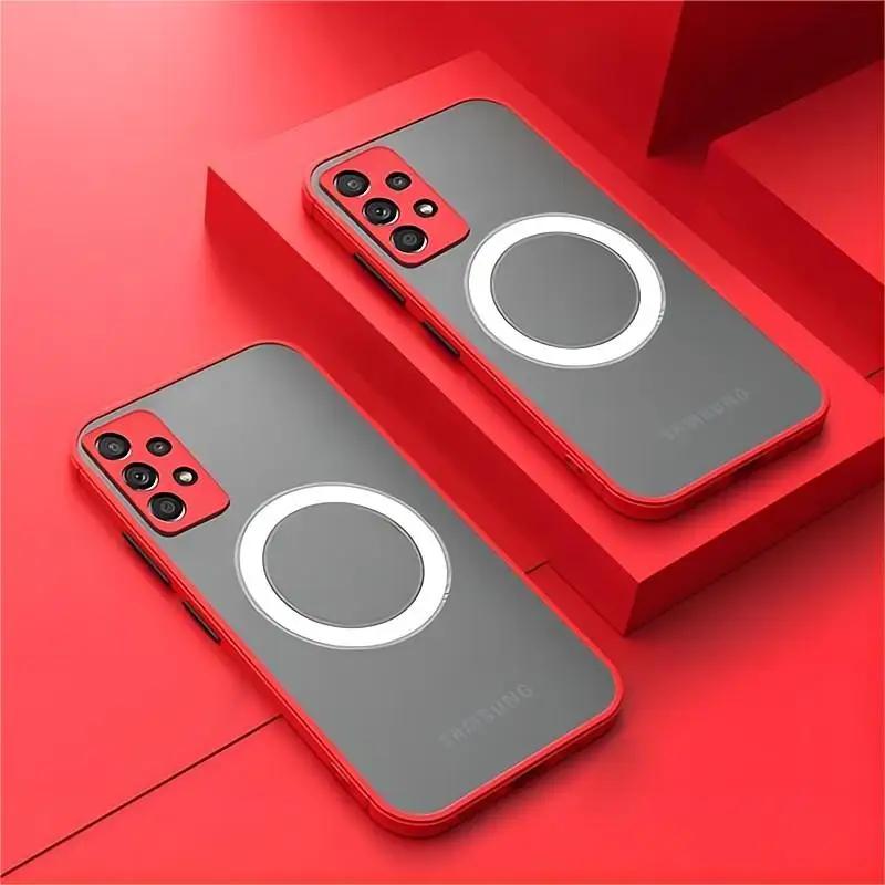 Magnetic Matte Case For Samsung Galaxy A3 G S24 Fe A13 A33 A2 A1 A12 A22 A71 For  Wireless Charge Shockproof Cover