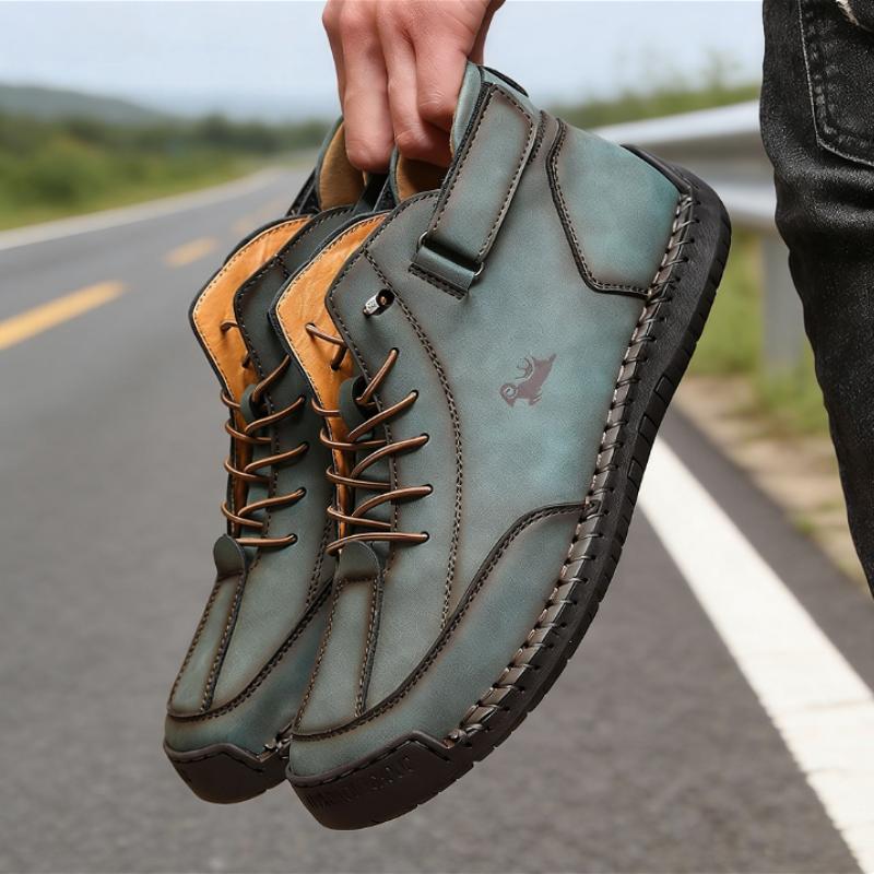 Men's Ankle Boots Casual Retro Leather Shoes Comfort Lace-up N-slip 2026 New Arrival Lightweight Soft Sole Breath Work Shoes