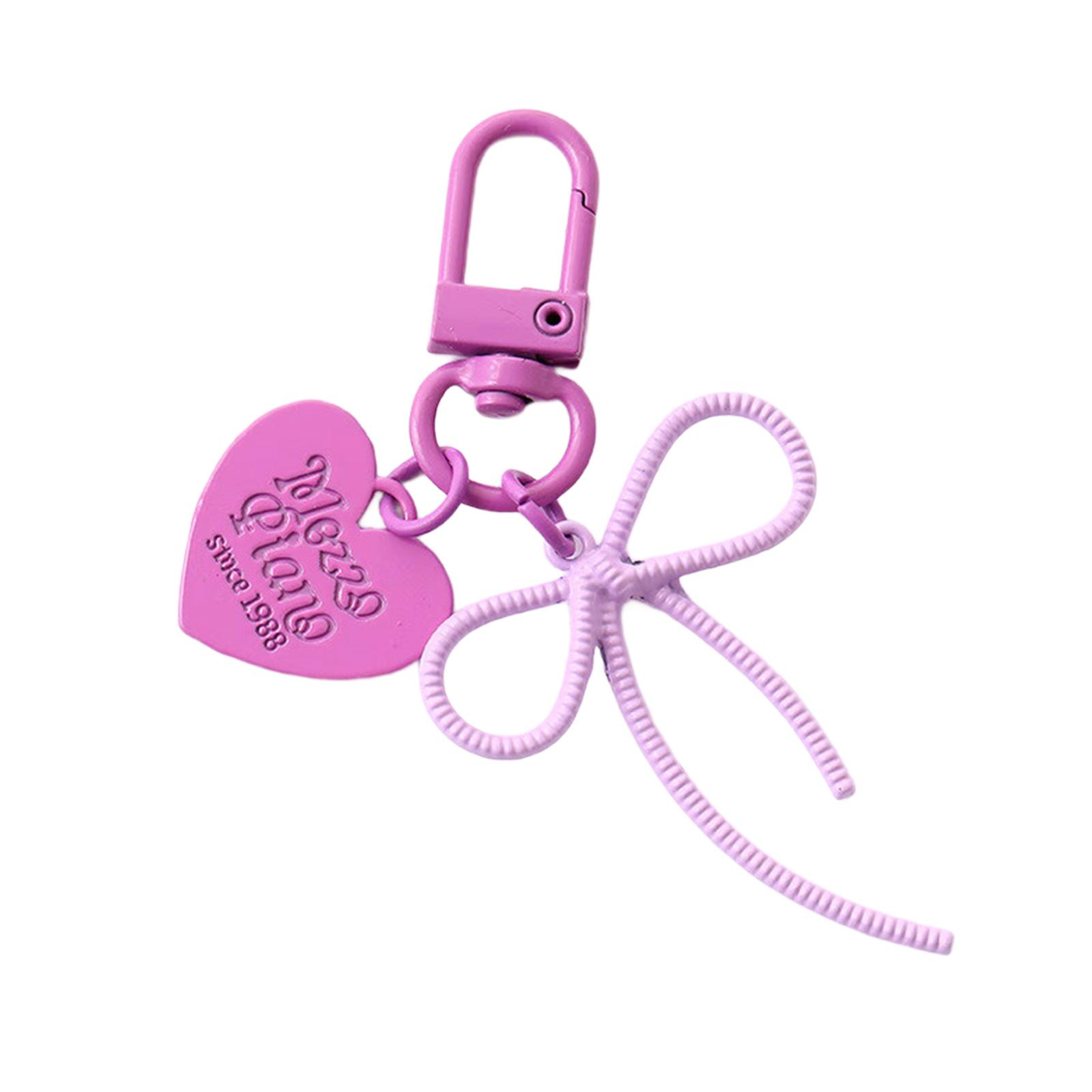 

Прекрасный брелок-подвеска в виде сердца с бантом для сумки, аксессуары для сумки для рюкзака, кошелька, украшения для сумочки, эстетичный брелок фиолетовый