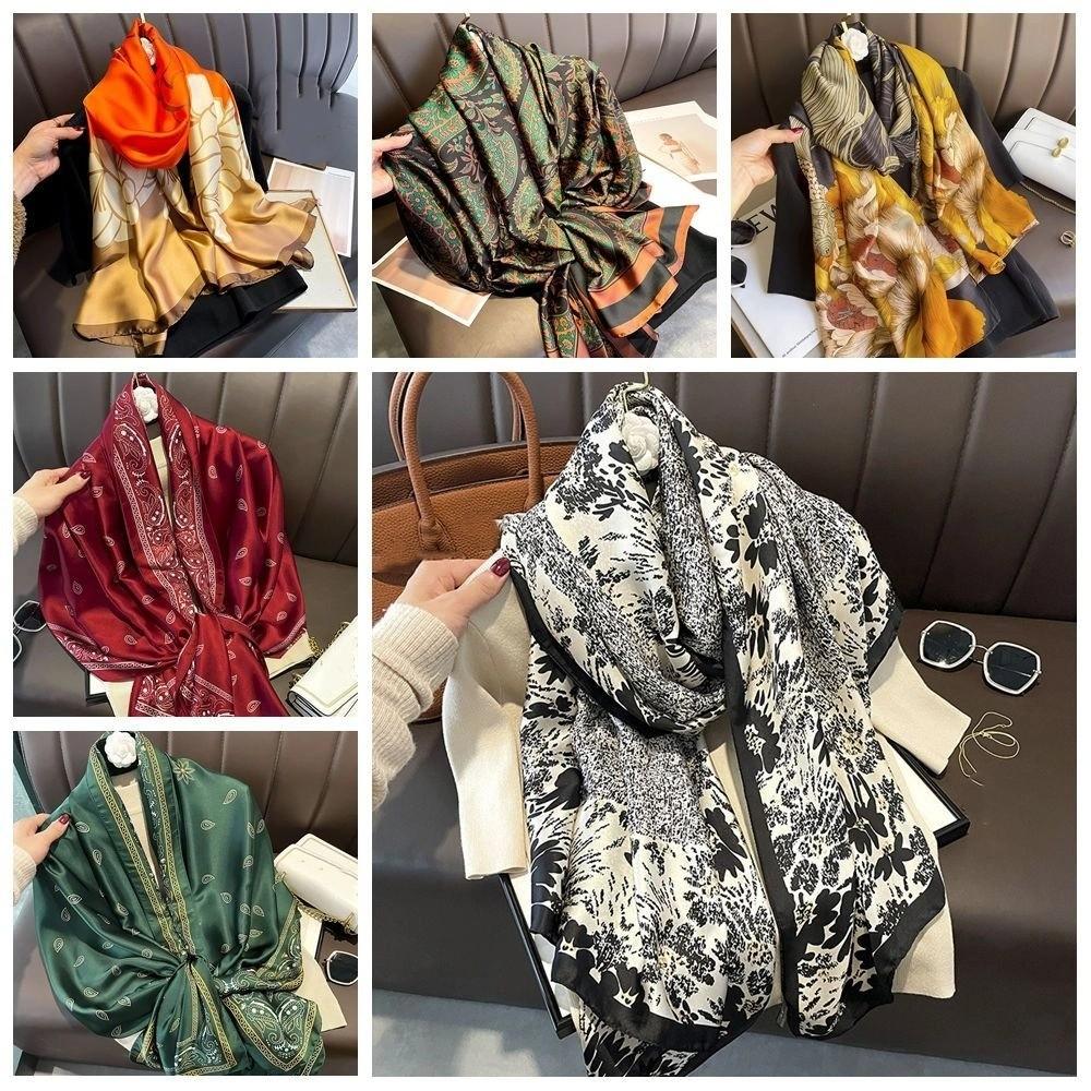 Flower Silk Scarf Shawls Sunscreen Lady Wraps Fashion Mesh Neck Scarves Party