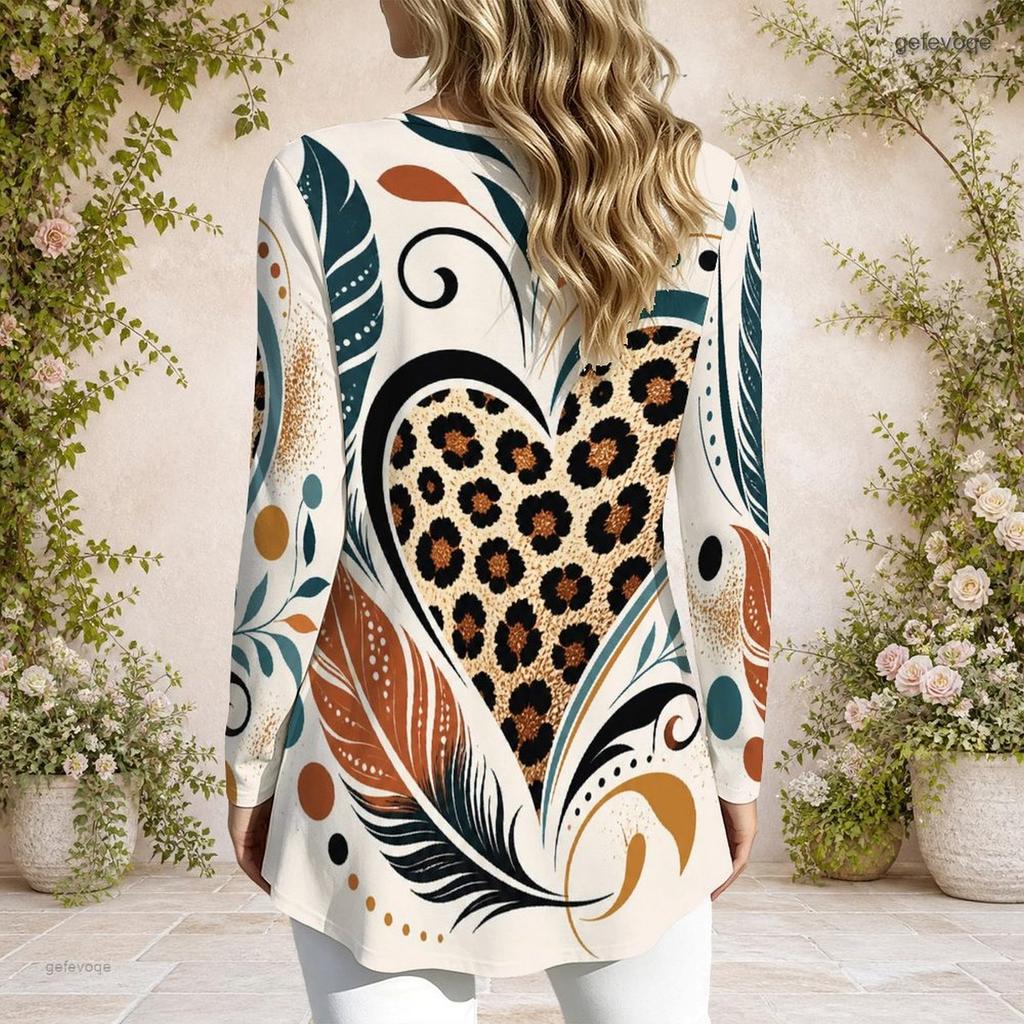 Ladies Plus Size Long Sleeve Casual Tee Metal Ring Neck Feature For Everyday Casual Styling