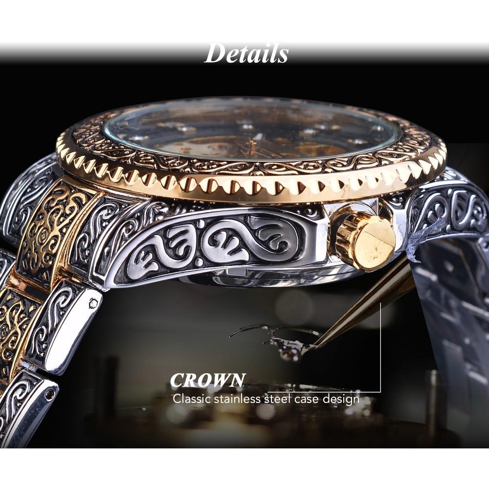 Forsining Stil Herrenmode Casual Hohl Vintage geschnitzt automatische mechanische Uhr