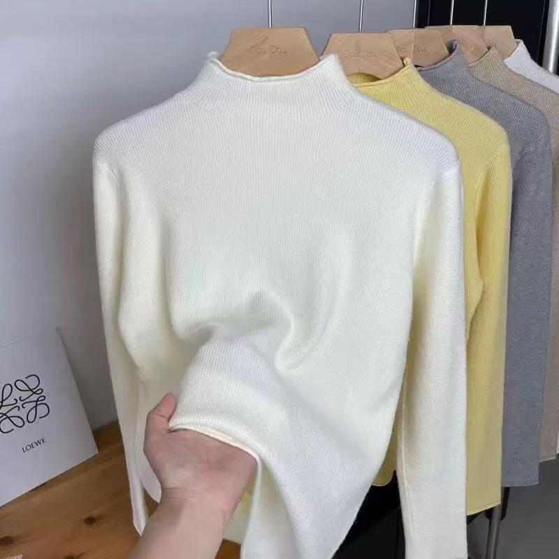 Damen-Strickpullover im koreanischen Stil mit Stehkragen - Vielseitige Winter-Innenbekleidung für schmale Halsformen