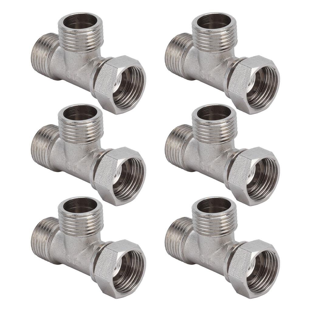 6PCS 3 Way Tee Connectors G1 2 Male and Female Thread Stainless Steel 3 Way Diverter Water Line Splitter