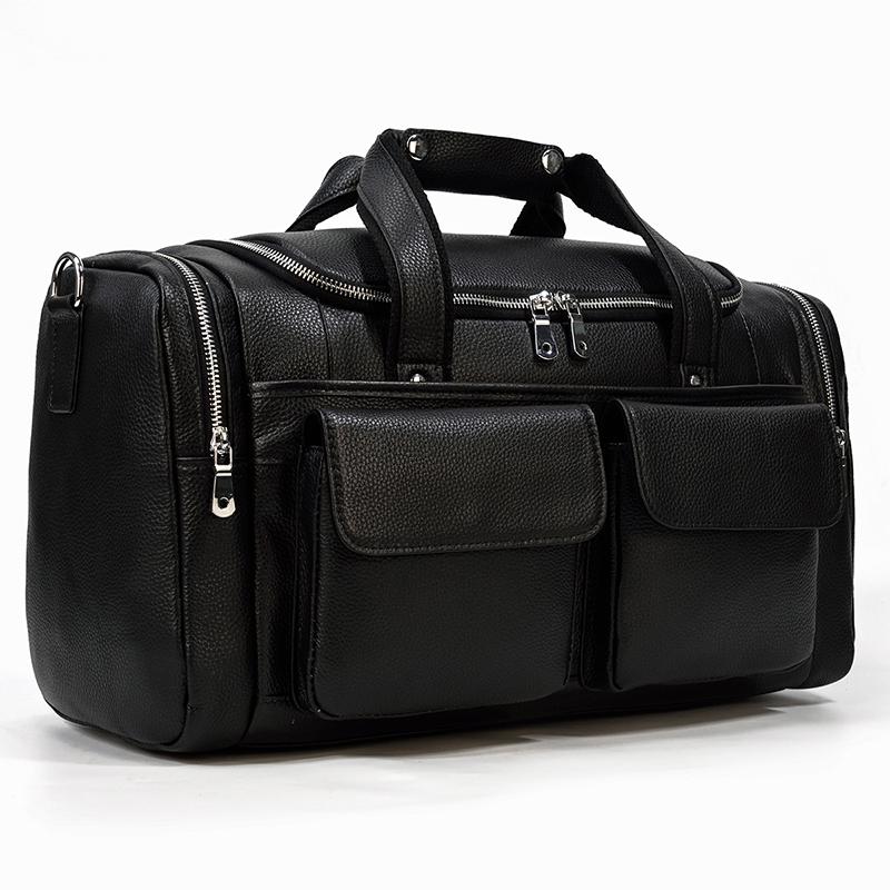Soft Cowhide Leather Handbag Travel Duffle Overnight Tote Large Capacity Luggage Bag For Men Women Travel Shoulder Bag