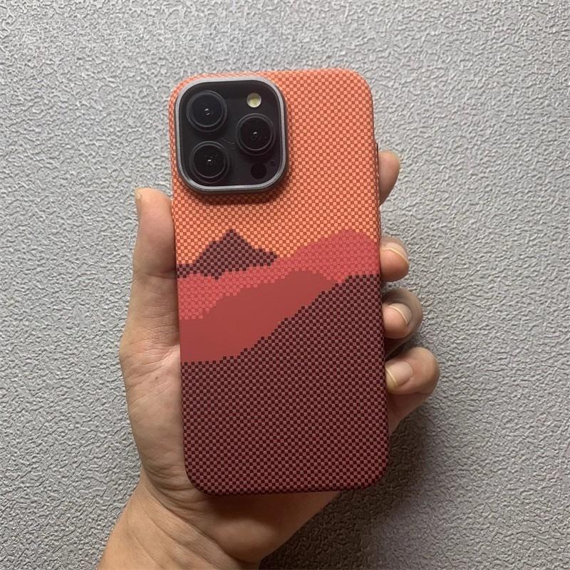 

Mountain Print Magnetic Case 17 16 Cover for iPhone 15 Pro Max Hard for MagSafe Carbon Phone Shell Camera High Protective Coque iPhone17
