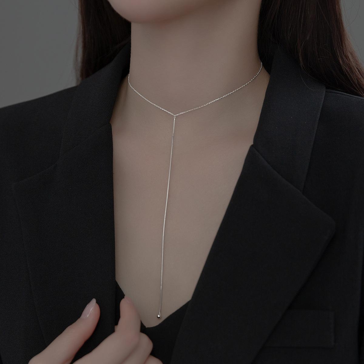 Hot Selling 925 Sterling Silver One Ball Long Chain Necklaces