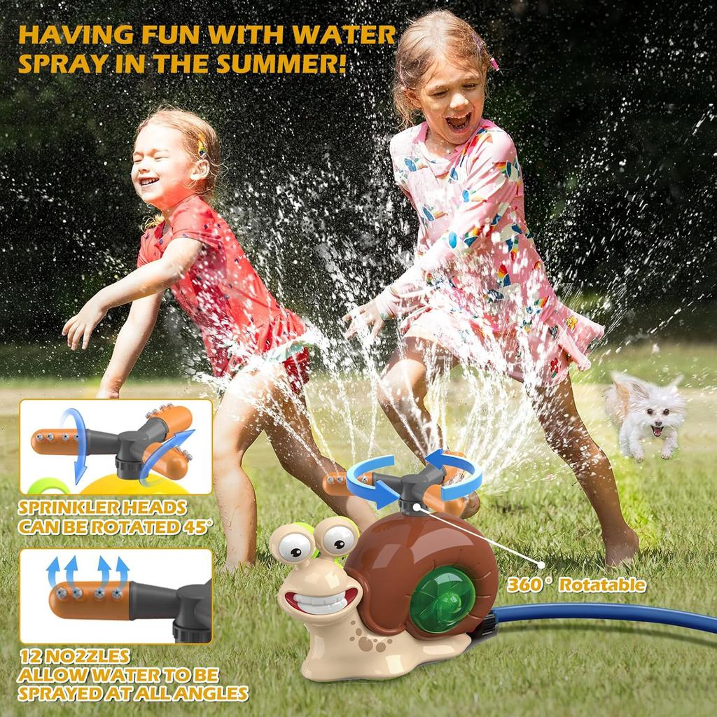 Water Spray Outdoor Toy Snail Sprinkler Backyard Garden Water Toys Summer Yard Cartoon Splash Sprinkler Baby Bath Toy for Kids