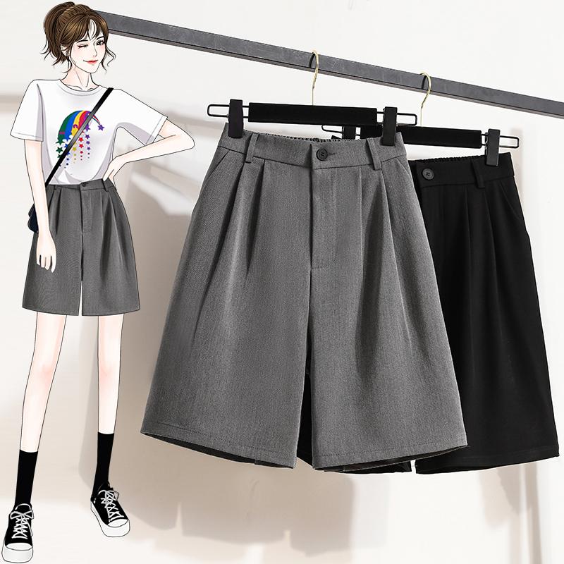 Dimanaf 2024 Dámské letní kalhoty plus size Kalhoty se širokými nohavicemi Šortky s vysokým pasem Elastické Volné Ležérní Základní A-linie Krátké kalhoty