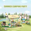 Miniature camping scene building blocks, creative DIY barbecue stand, camping tent, coffee cart, toys, puzzle, birthday gift