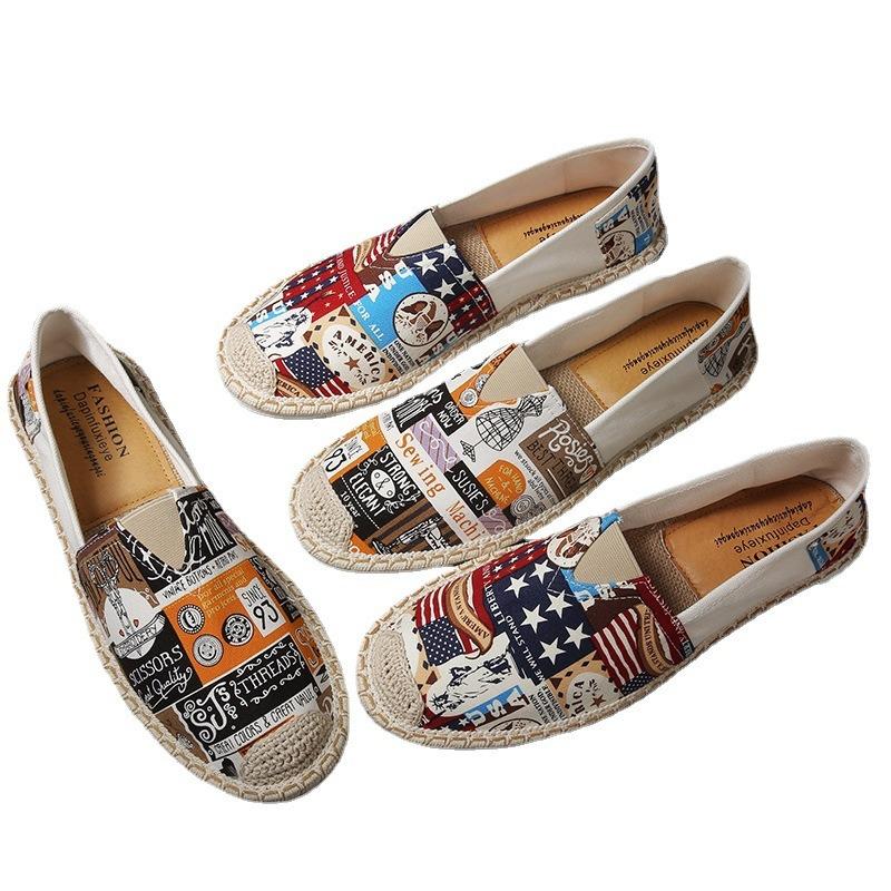 Fashion Summer Linen Breathable Casual Flats Shoes Mens Espadrilles Loafers Fashion Men Canvas Shoes Fisherman Shoe Driving Footwear