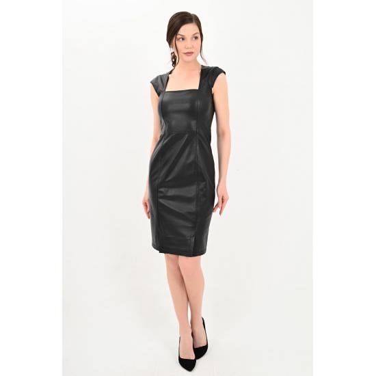 

Женское платье Диана: Черное платье из натуральной кожи