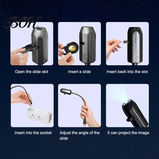 Party Projector Light USB Butterfly Lamp, Mini LED Projection with 6 Films, Night Lamp for Car, Bedroom Ceiling Decoration Adjustable