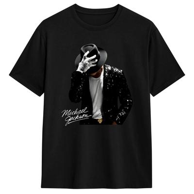 Michael Jackson Music Hat T-Shirts Men  Fashion 100% Cotton Tees Round Neck Short Sleeve T Shirts Classic Clothes