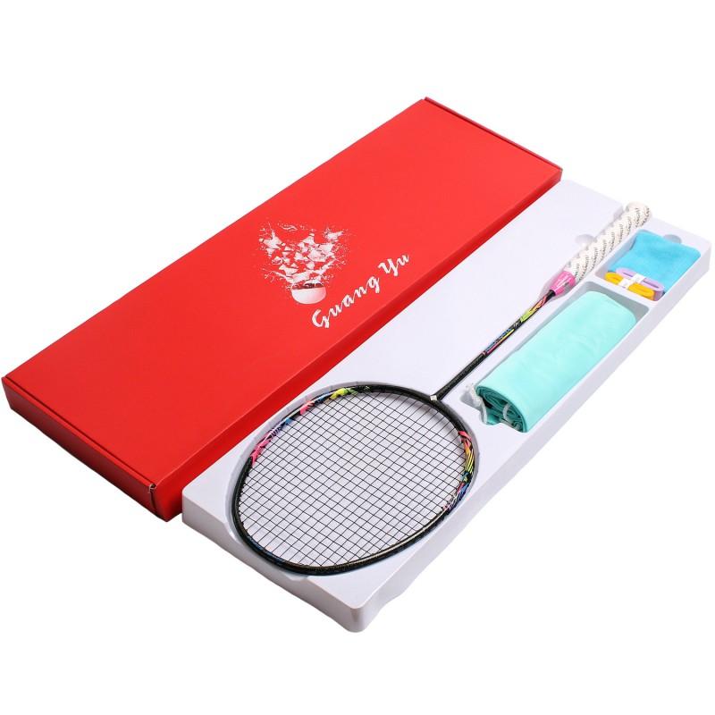 Full Carbon Fiber Badminton Racket 4U Lightweight Speed Offensive Racquet Intermediate Players Outdoor Home Use