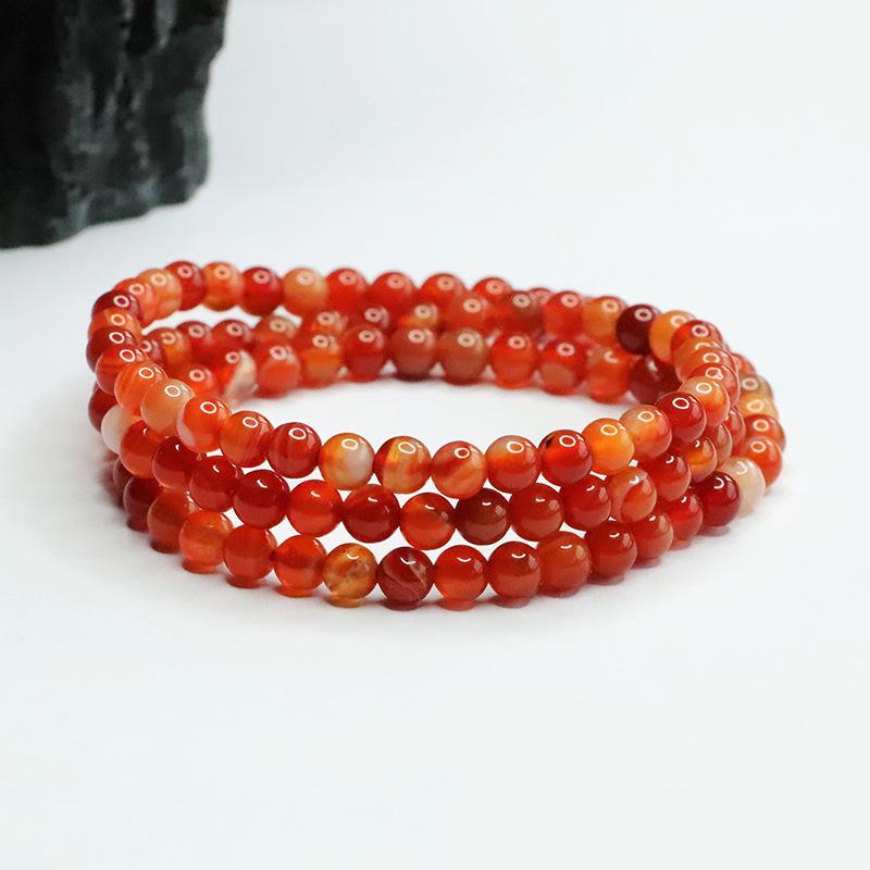 Juan Yu Red Banded Agate 108 Beads Necklace & Striped Chalcedony Multi-Turn Bracelet