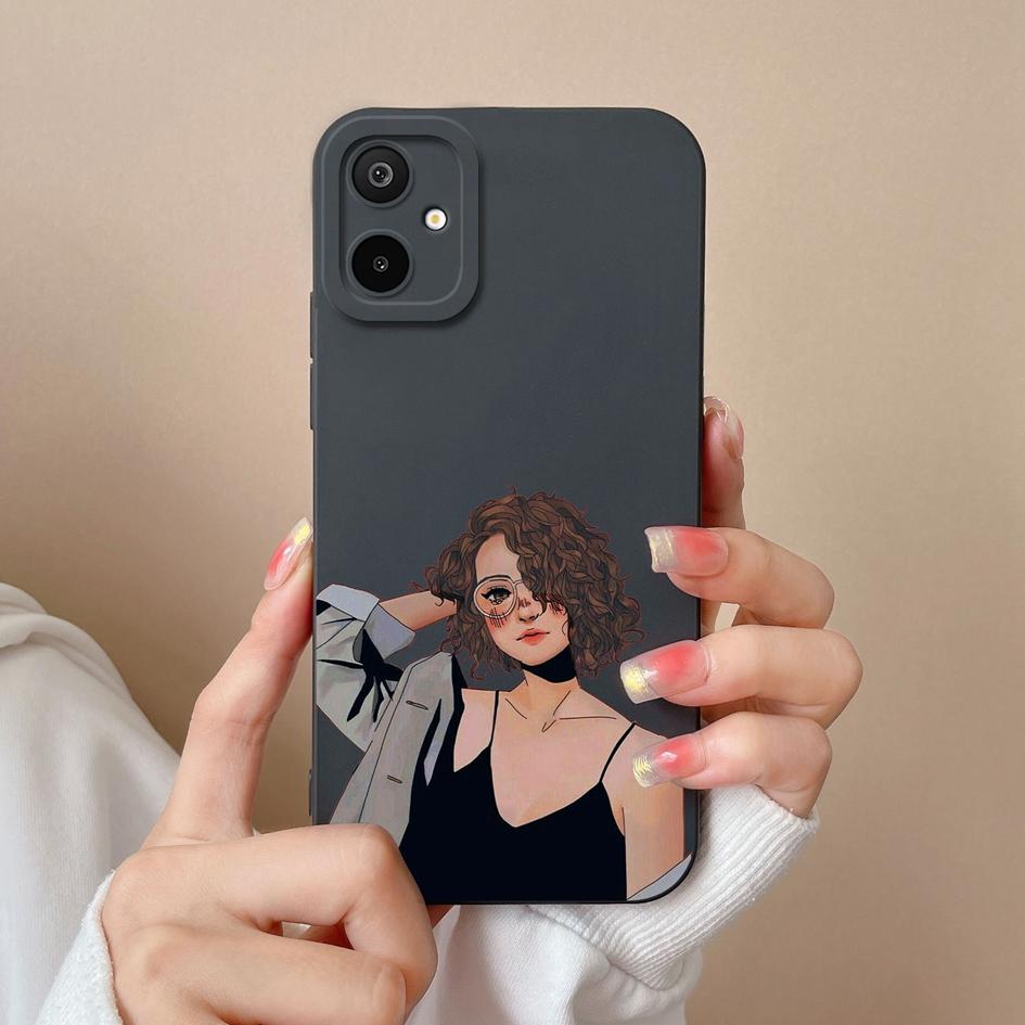 Etui na telefon Samsung Galaxy S25 Edge A06 F06 M06 F16 M16 Piękny Elegancki Wzór Dziewczyny Płynny Silikon Ochronna Powłoka Odporna na Upadki Dla Samsunga Pokrowiec