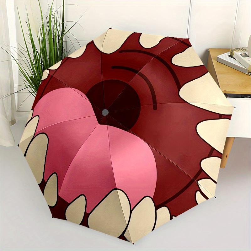 

1pc Cartoon Open Mouth with Teeth Umbrella with Plastic Handle,Suitable for All Seasons Home Travel Outdoor UmbrellaM911